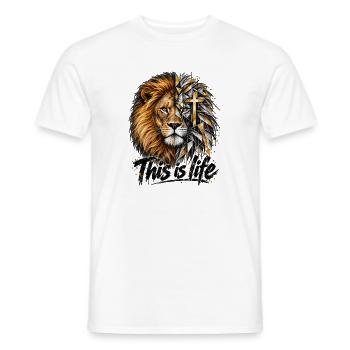 Löwe Kreuz Christlicher Spruch - Männer T-Shirt - Weiß - Vorne - AI Model Male 178 dark (178cm)