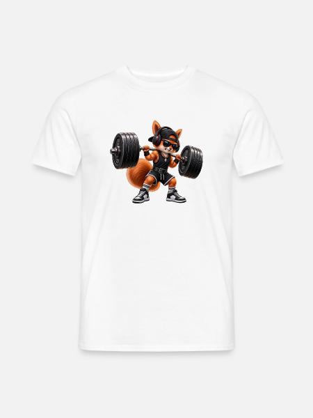 Fitness Eichhörnchen Gym Muskeln Bodybuilding - Männer T-Shirt - Weiß