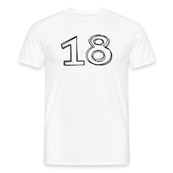 Zahl 18 handgezeichnet - Männer T-Shirt - Weiß - Vorne - AI Model Male 178 dark (178cm)