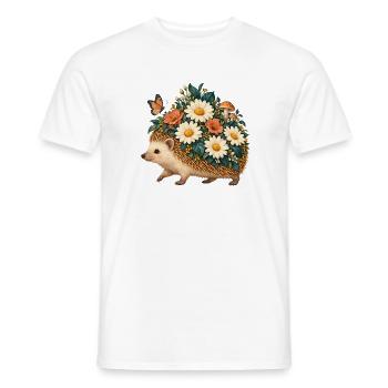 Blühender Igel zwischen Blumen - Männer T-Shirt - Weiß - Vorne - AI Model Male 178 dark (178cm)
