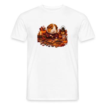 Meerschweinchen legt ein Herbstpuzzle - Männer T-Shirt - Weiß - Vorne - AI Model Male 178 dark (178cm)