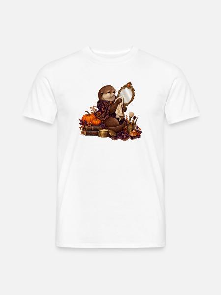 Otter restauriert einen antiken Handspiegel - Männer T-Shirt - Weiß