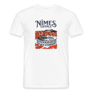 View Retro Nîmes France Roman Arena Cityscape - Männer T-Shirt - Weiß - Vorne - AI Model Male 178 dark (178cm)