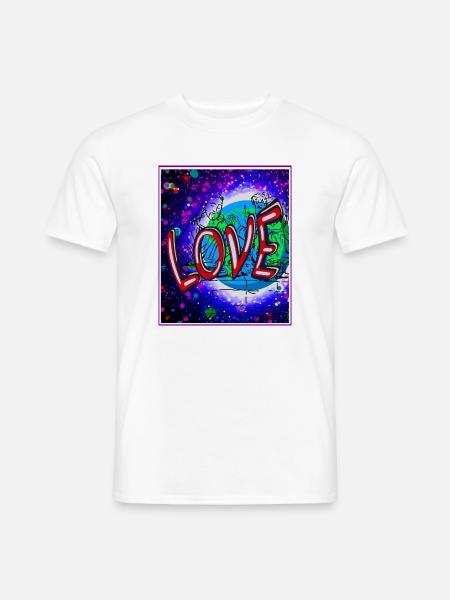 Love im Neon-Kosmos - Männer T-Shirt - Weiß