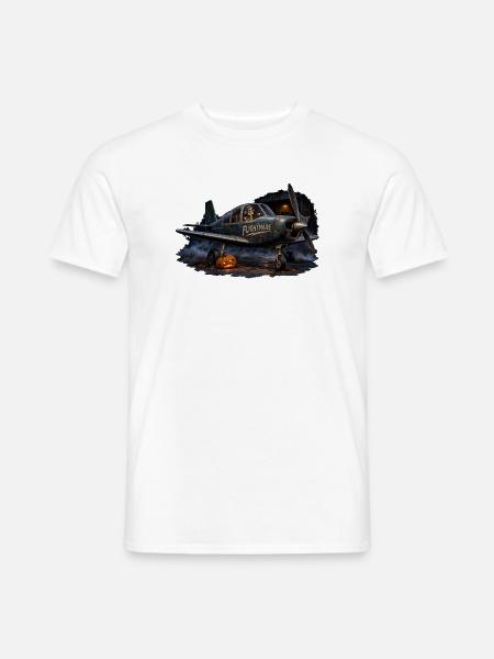 Flightmare – Verfluchtes Vintage-Flugzeug, Halloween - Männer T-Shirt - Weiß