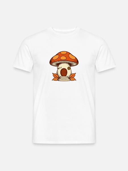 Pilzhaus am Waldrand - Männer T-Shirt - Weiß