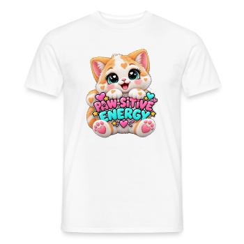 Paw Positive Energie Katze - Männer T-Shirt - Weiß - Vorne - AI Model Male 178 dark (178cm)