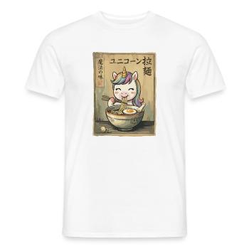 Kawaii Einhorn Ramen Nudeln Japan Retro - Männer T-Shirt - Weiß - Vorne - AI Model Male 178 dark (178cm)