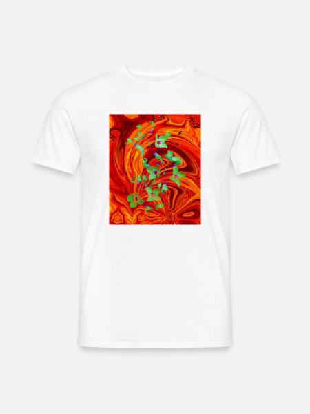 grüne Neonfeuerblume - Männer T-Shirt - Weiß