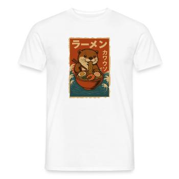 Kawaii Otter Ramen Nudeln Japan Retro - Männer T-Shirt - Weiß - Vorne - AI Model Male 178 dark (178cm)