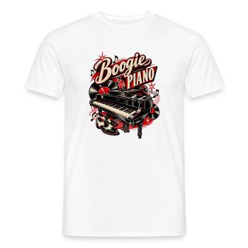 Boogie Piano – Rock'n'Roll & 50er Musik - Männer T-Shirt - Weiß - Vorne - AI Model Male 178 dark (178cm)