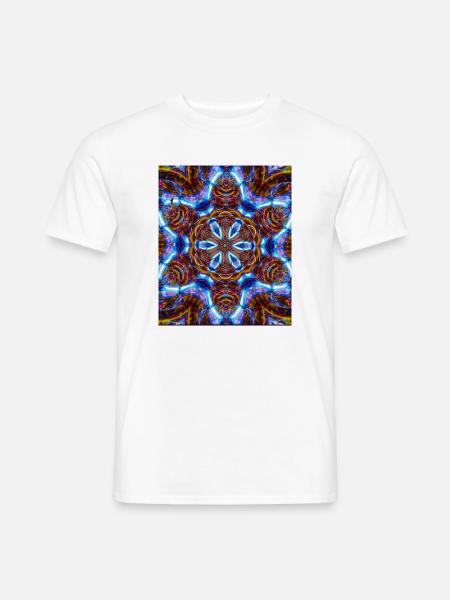 Kaleidoskop Mandela Neon Muster - Männer T-Shirt - Weiß