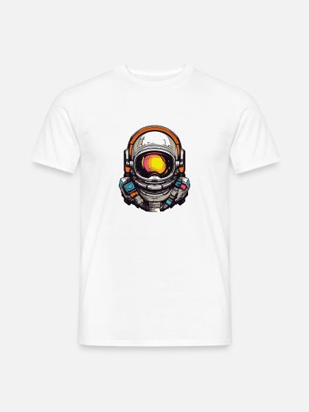 Bunter Astronautenhelm Grafik - Männer T-Shirt - Weiß