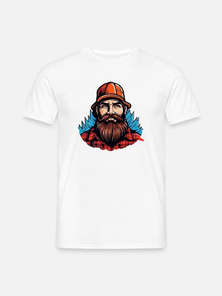 Lumberjack mit rotem Flanell - Männer T-Shirt - Weiß
