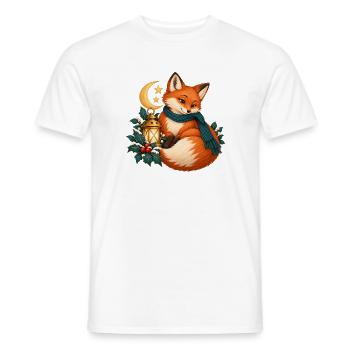 Winterfuchs mit blauem Laternenschal - Männer T-Shirt - Weiß - Vorne - AI Model Male 178 dark (178cm)