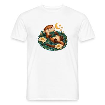 Otter Reader am Teich - Männer T-Shirt - Weiß - Vorne - AI Model Male 178 dark (178cm)