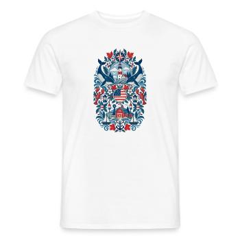 USA | Neuengland, Leuchtturm & Meer - Männer T-Shirt - Weiß - Vorne - AI Model Male 178 dark (178cm)