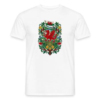 Wales | Drache, Lauch & Narzissen - Männer T-Shirt - Weiß - Vorne - AI Model Male 178 dark (178cm)
