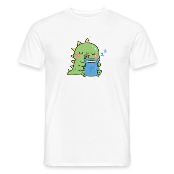 Süßes, verschlafenes Dinosaurier-Umarmungskissen - Männer T-Shirt - Weiß - Vorne - AI Model Male 178 dark (178cm)