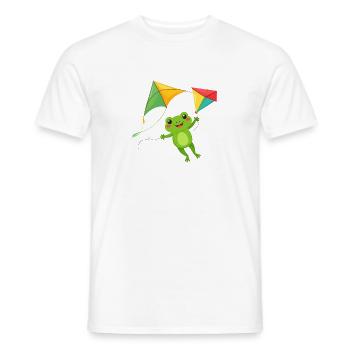 Grüner Comic Frosch mit zwei Flugdrachen Shirt - Männer T-Shirt - Weiß - Vorne - AI Model Male 178 dark (178cm)