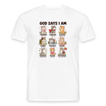  Gott Sagt: Ich Bin Katzen Christliche Bibelverse - Männer T-Shirt - Weiß - Vorne - AI Model Male 178 dark (178cm)