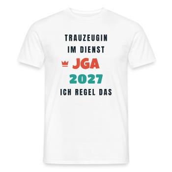 Trauzeugin im Dienst JGA 2027 ich regel das - Männer T-Shirt - Weiß - Vorne - AI Model Male 178 dark (178cm)
