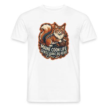 Maine Coon Cat Big Fluffy Yarn - Männer T-Shirt - Weiß - Vorne - AI Model Male 178 dark (178cm)