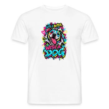 Leben Besser Mit Hund Graffiti - Männer T-Shirt - Weiß - Vorne - AI Model Male 178 dark (178cm)