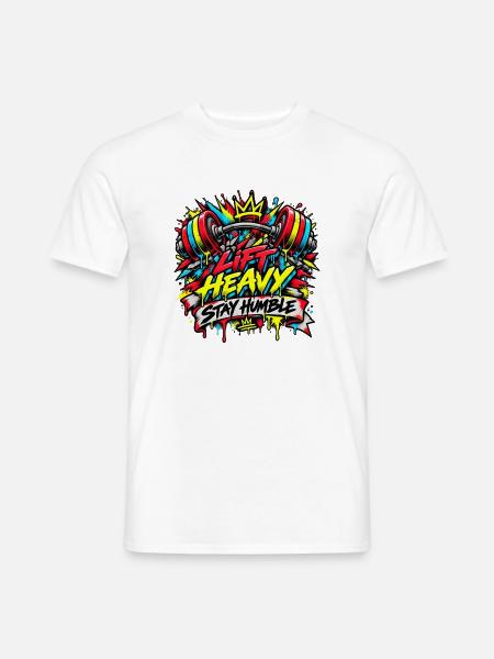 Lift Heavy Stay Humble Graffiti - Männer T-Shirt - Weiß