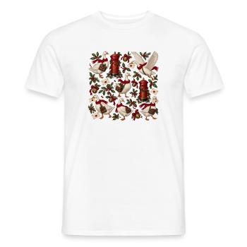 Gänse im Weihnachtspostmuster - Männer T-Shirt - Weiß - Vorne - AI Model Male 178 dark (178cm)