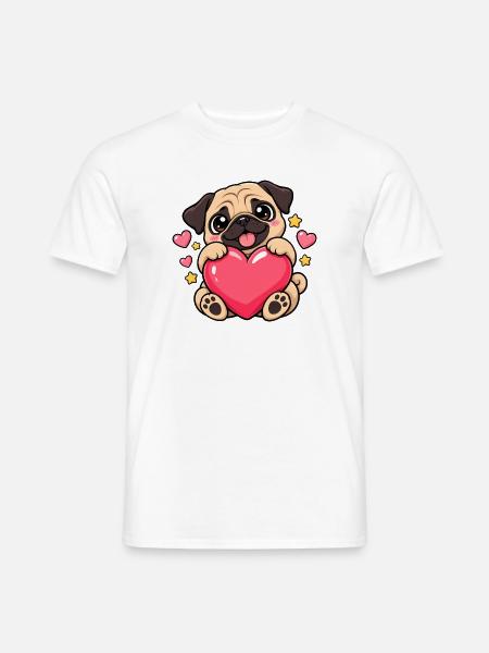 Mops Hund süßer Mops niedlicher Mops - Männer T-Shirt - Weiß