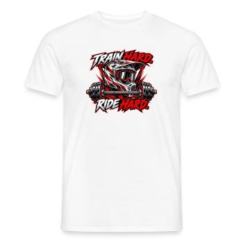 Train Hard Ride Hard: Motocross & Fitness Lifestyl - Männer T-Shirt - Weiß - Vorne - AI Model Male 178 dark (178cm)