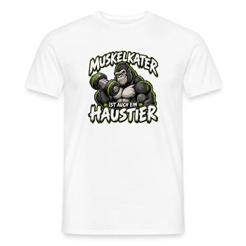 Muskelkater als Haustier Gymlife - Männer T-Shirt - Weiß - Vorne - AI Model Male 178 dark (178cm)