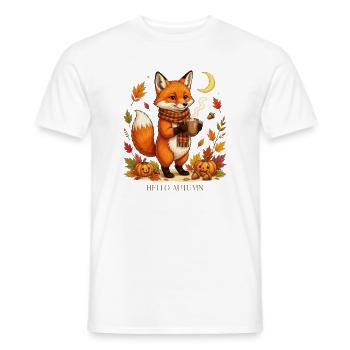 Autumn Fox Cozy Cup Tee - Männer T-Shirt - Weiß - Vorne - AI Model Male 178 dark (178cm)