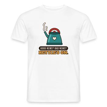 Gute Nachrichten? Schlechte Nachrichten? Der Wasserkocher steht an. - Männer T-Shirt - Weiß - Vorne - AI Model Male 178 dark (178cm)