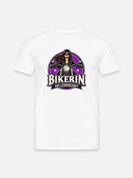 Bikerin Leidenschaft Motorrad-Style - Männer T-Shirt - Weiß