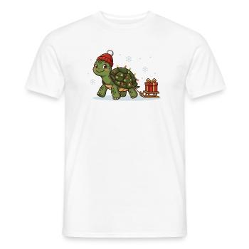 Weihnachts-Schildkröte mit Lichterkette - Männer T-Shirt - Weiß - Vorne - AI Model Male 178 dark (178cm)