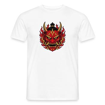 Oni Maske mit Flammen Japanischer Dämon Shirt - Männer T-Shirt - Weiß - Vorne - AI Model Male 178 dark (178cm)