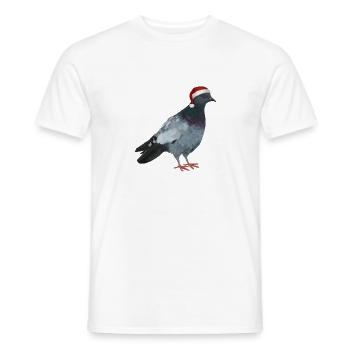 Weihnachtstaube - Taube mit Weihnachtsmütze - Männer T-Shirt - Weiß - Vorne - AI Model Male 178 dark (178cm)
