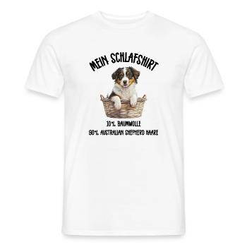 Australian Shepherd Welpe Korb Schlafshirt - Männer T-Shirt - Weiß - Vorne - AI Model Male 178 dark (178cm)