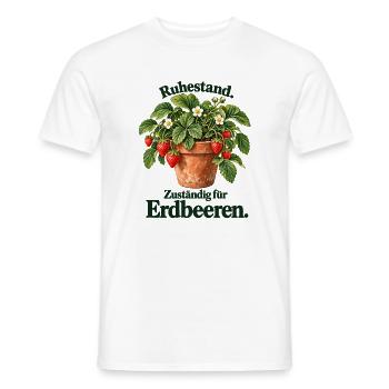 Ruhestand – Zuständig für Erdbeeren | Illustration - Männer T-Shirt - Weiß - Vorne - AI Model Male 178 dark (178cm)