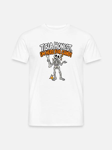 Tibia ehrlich: Skelet Candy Spruch - Männer T-Shirt - Weiß