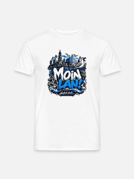 MOIN LAN! – Hamburg Streetwear - Männer T-Shirt - Weiß