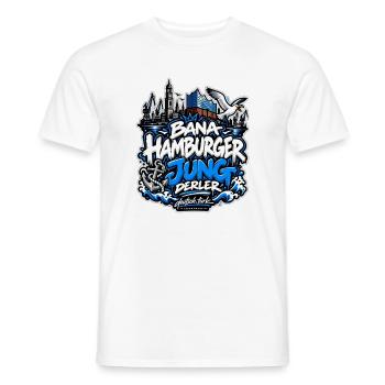 Bana Hamburger Jung derler – Hamburg Streetwear - Männer T-Shirt - Weiß - Vorne - AI Model Male 178 dark (178cm)