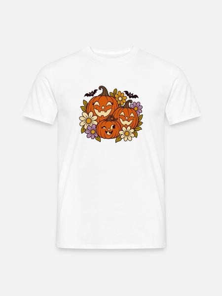 Kürbisfreude Herbstblumen - Männer T-Shirt - Weiß