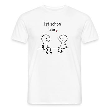 Ist schön hier. | Zwei Figuren mit Herz - Männer T-Shirt - Weiß - Vorne - AI Model Male 178 dark (178cm)