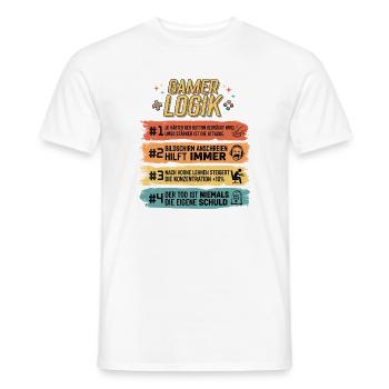 Gamer Logik Lustige Zocker Sprüche Retro - Männer T-Shirt - Weiß - Vorne - AI Model Male 178 dark (178cm)