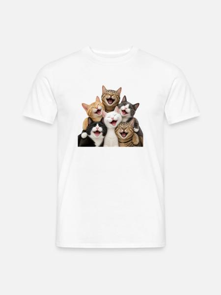 Katzenlachen in einer mehrfarbigen Horde - Männer T-Shirt - Weiß