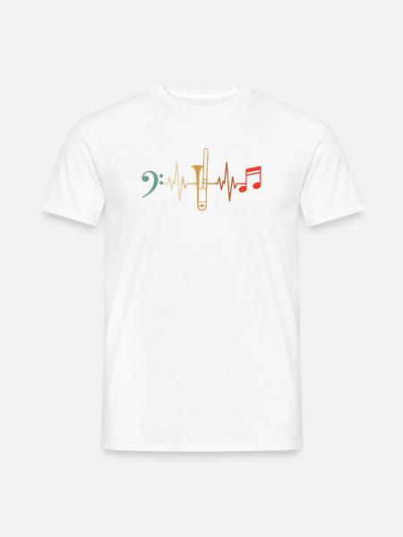 Posaunist Herzschlag-Posaune - Männer T-Shirt - Weiß