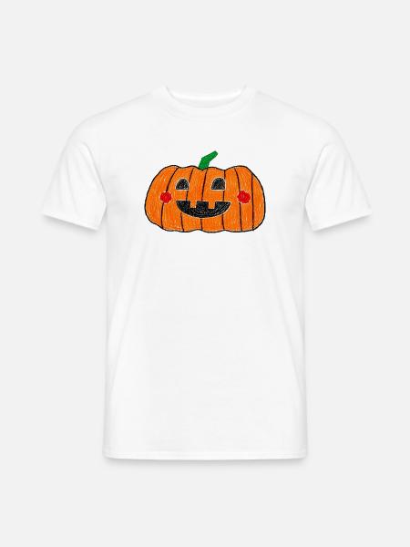 Freudige Kerbislaternen-Kritzelei - Männer T-Shirt - Weiß